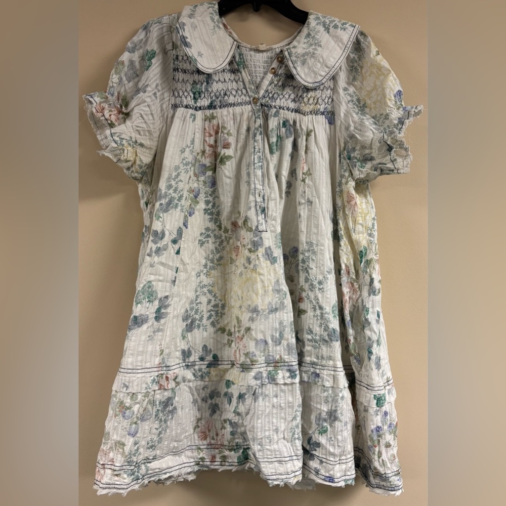 Pilcro Floral Dress with Ruffled Sleeves